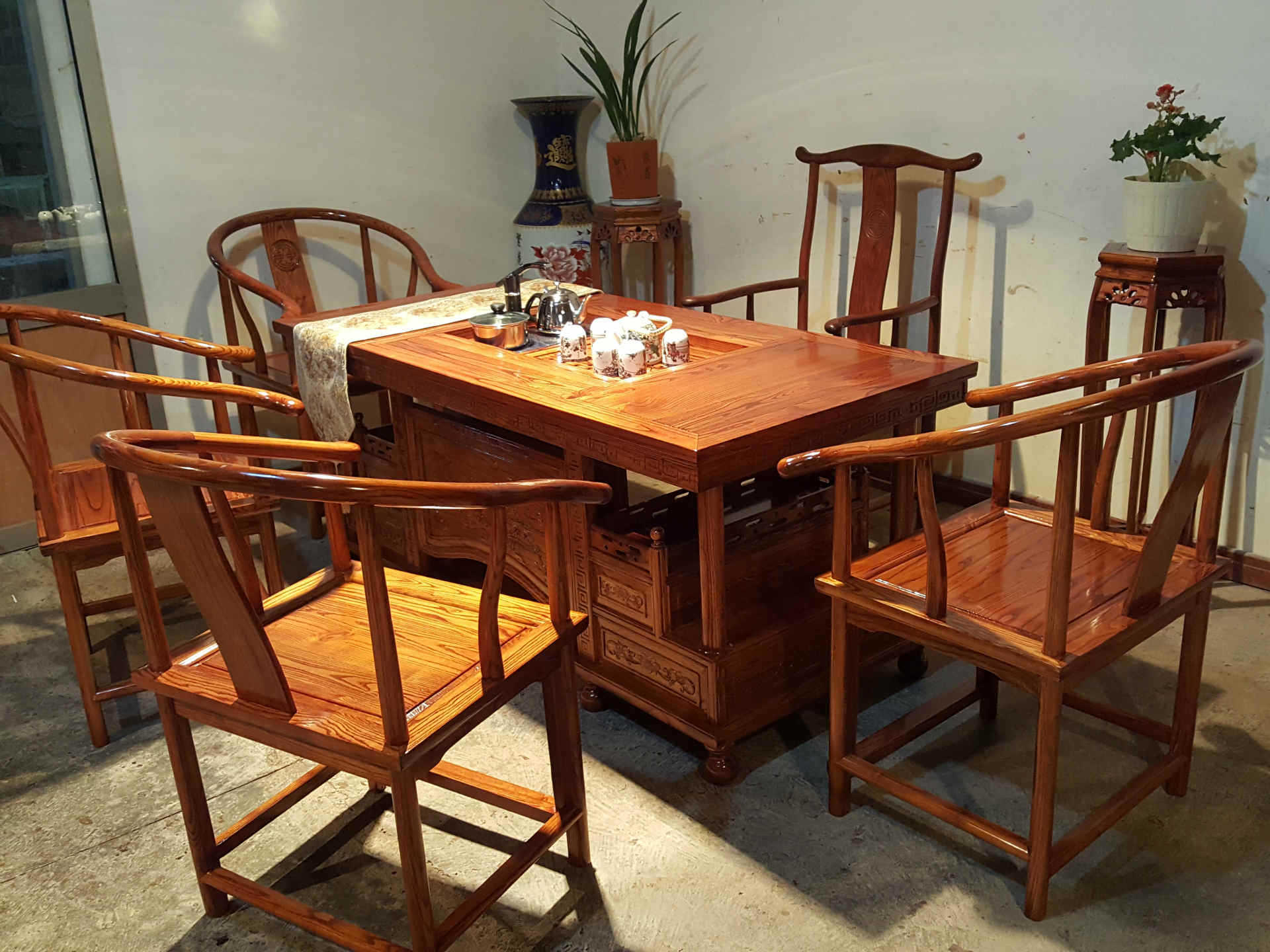 【官方权威】 - 中式古典榆木茶桌功夫茶台老榆木茶桌明清仿古