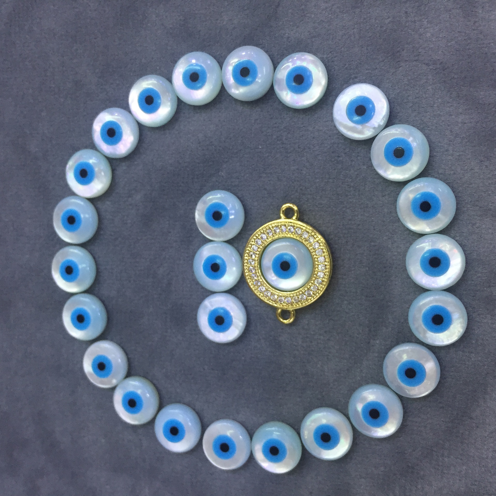 天然白贝壳8mm圆眼睛海水贝碟珍珠贝 松石魔眼形diy配件