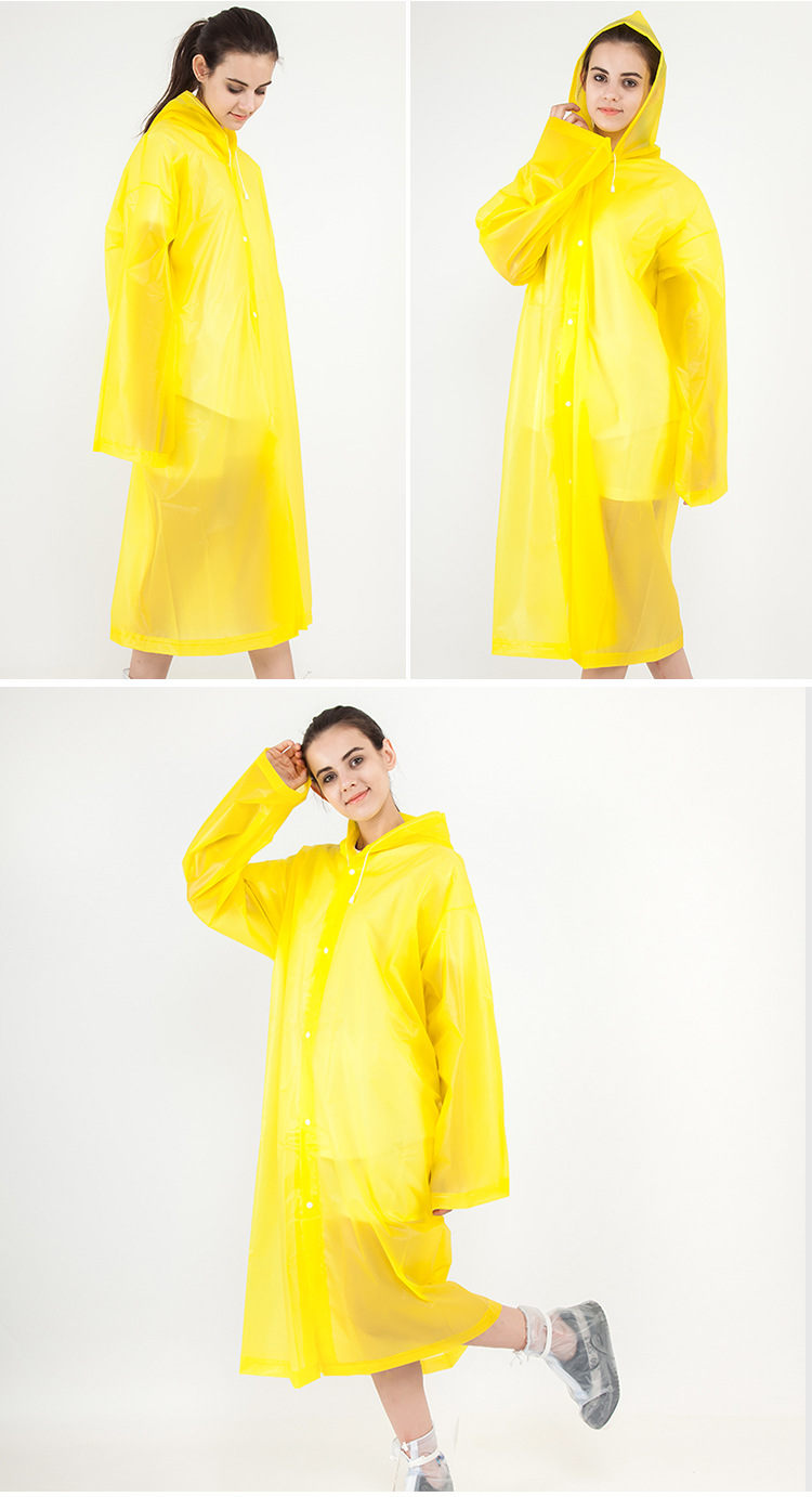 创意款eva成人纯色透明成人雨衣 轻便式半透明磨砂雨衣 定制logo
