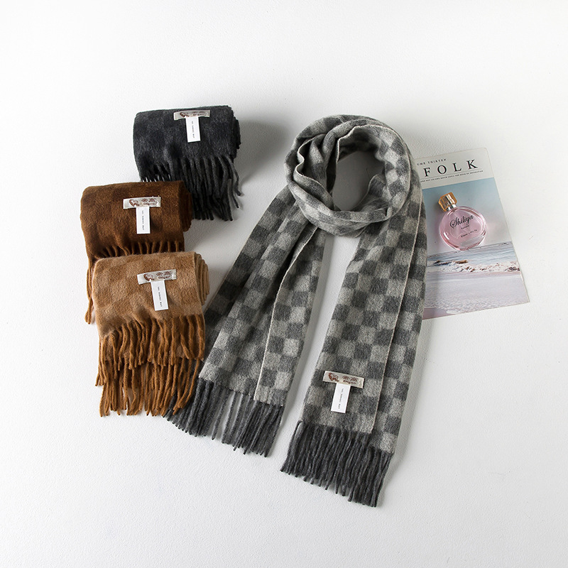 帝高2017冬季新品羊绒格子围巾女士中长款加厚优雅保暖颜色多选