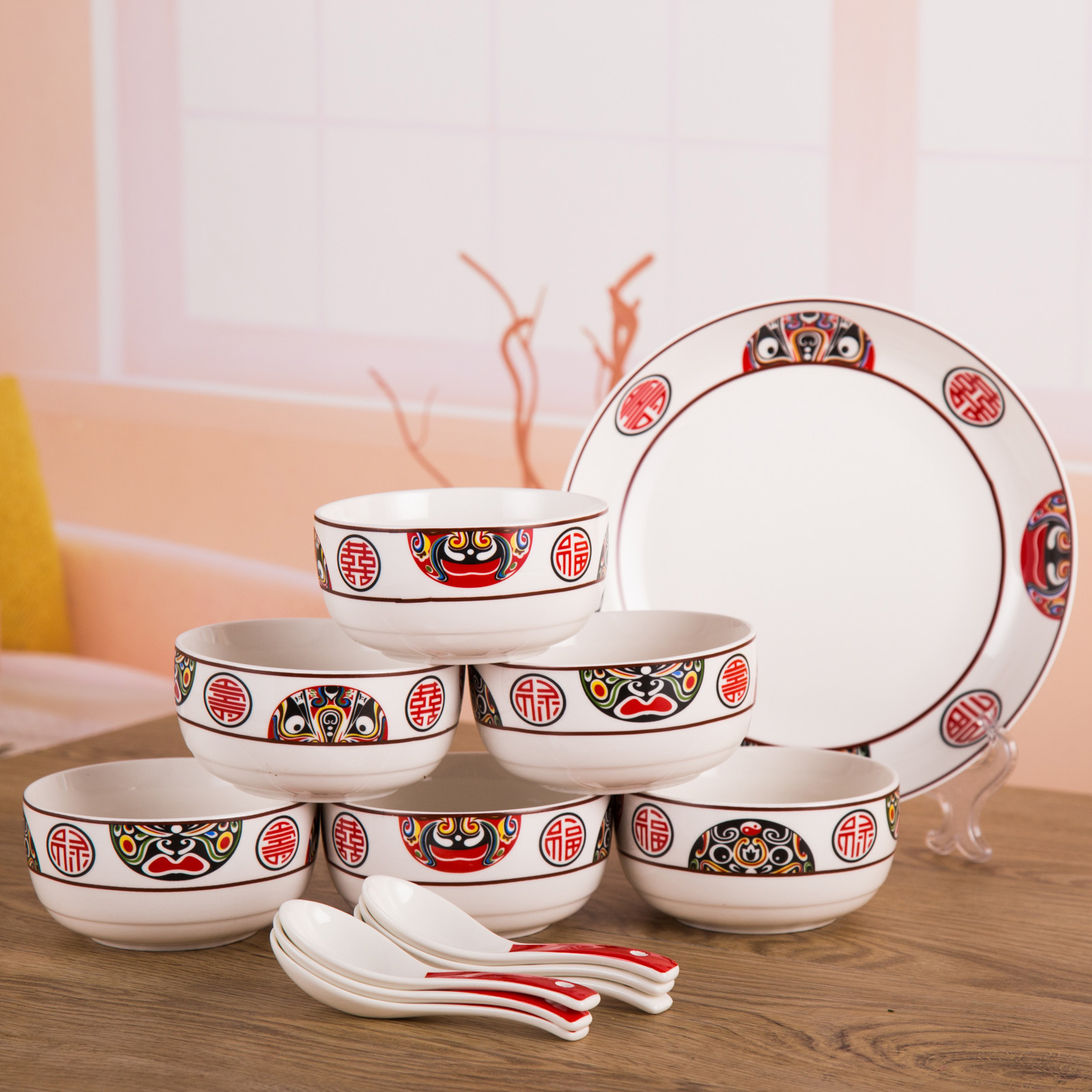 13头餐具套装 京剧脸谱碗勺套装 活动礼