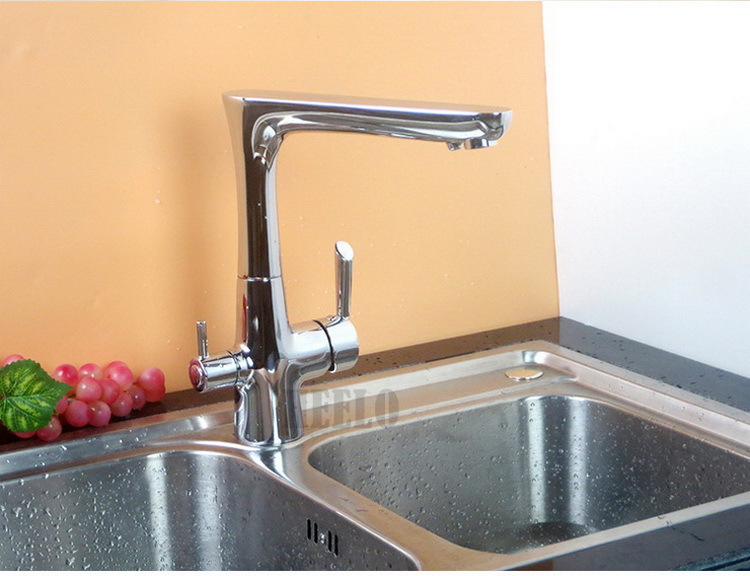 二合一带净水精铜冷热旋转厨房水槽双水龙头饮水机直饮纯净水批发