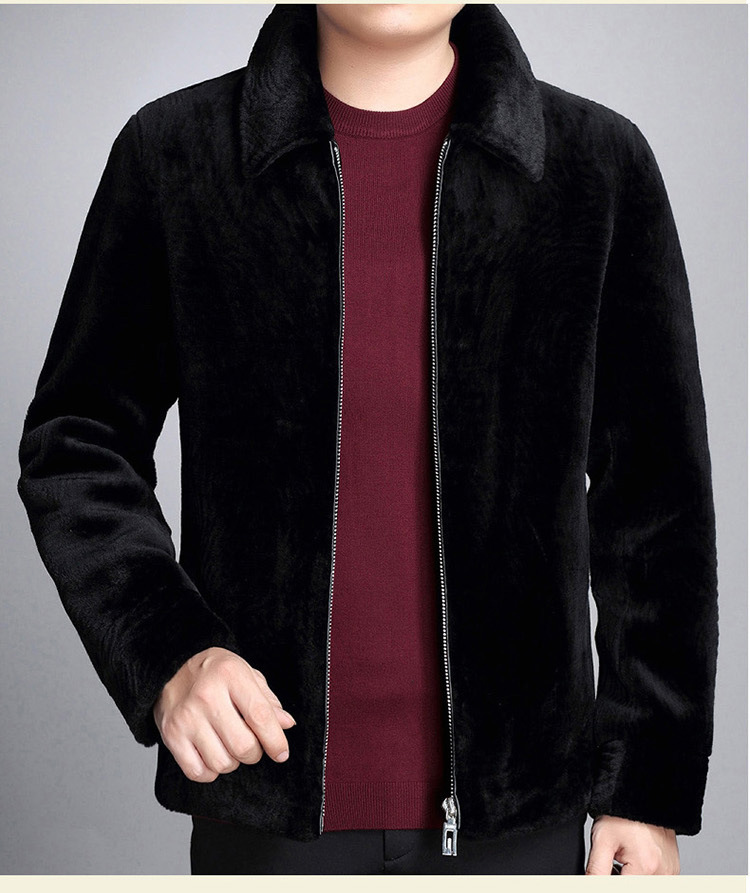 一件代发2020秋冬装新款男士羊剪绒大衣短款毛呢夹克爸爸装外套