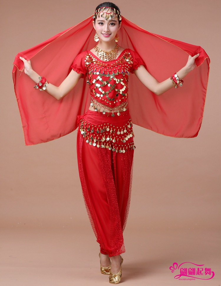 新款印度舞演出服装舞蹈练习服肚皮舞套装服装亮点裤练功表演服装