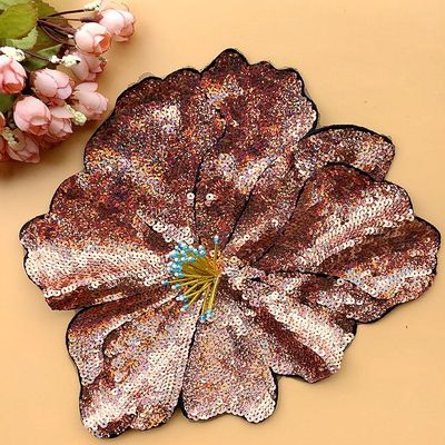 厂家新款电脑绣花刺绣亮片钉珠花朵布贴补丁礼服服装搭配服饰辅料