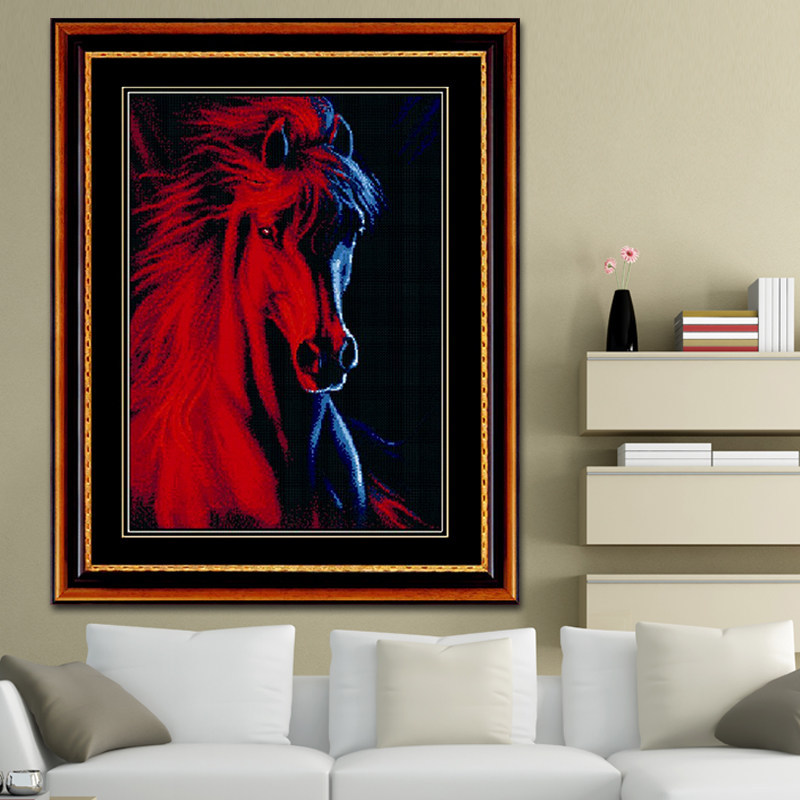 冰与火红色马头钻石画