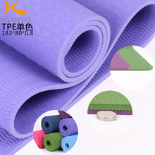 扩拓tpe运动舞蹈垫加长加宽双人瑜伽垫 健身防滑垫8mm单色加宽垫