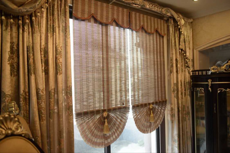 定制日式竹帘窗帘卷帘遮阳升降扇形帘成品罗马帘酒店饭店竹门帘