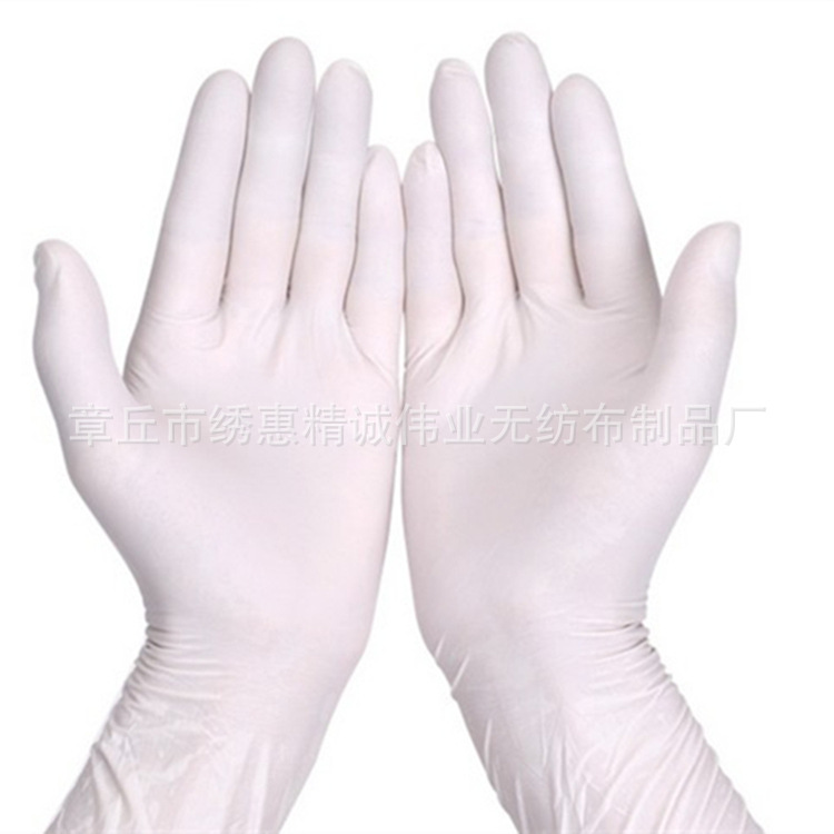 Shandong Factory White Blue Nitrile Gloves Latex Gloves Industrial Disposable Acid and Alkali Resistant Gloves