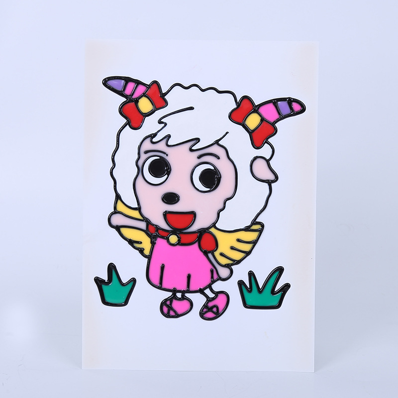 现货批发卡通diy手工绘画玩具 儿童16k黑边胶画 环保油膏烤胶画