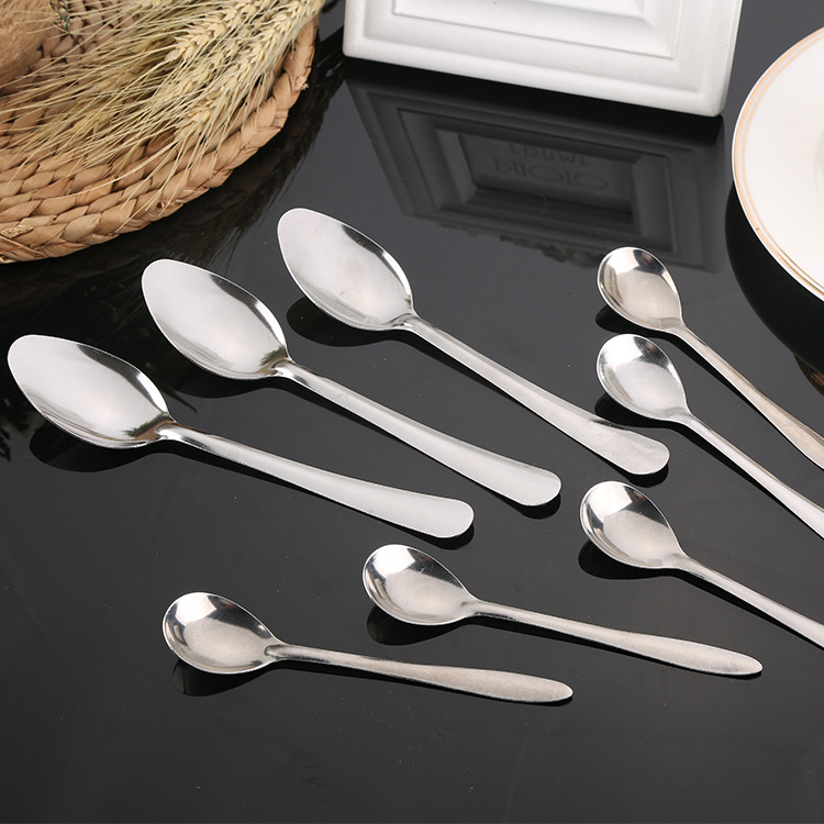 Restaurant Thickened Stainless Steel Spoon Coffee Stir Spoon Household Light Handle Stainless Steel Children's Spoon Pointed Spoon