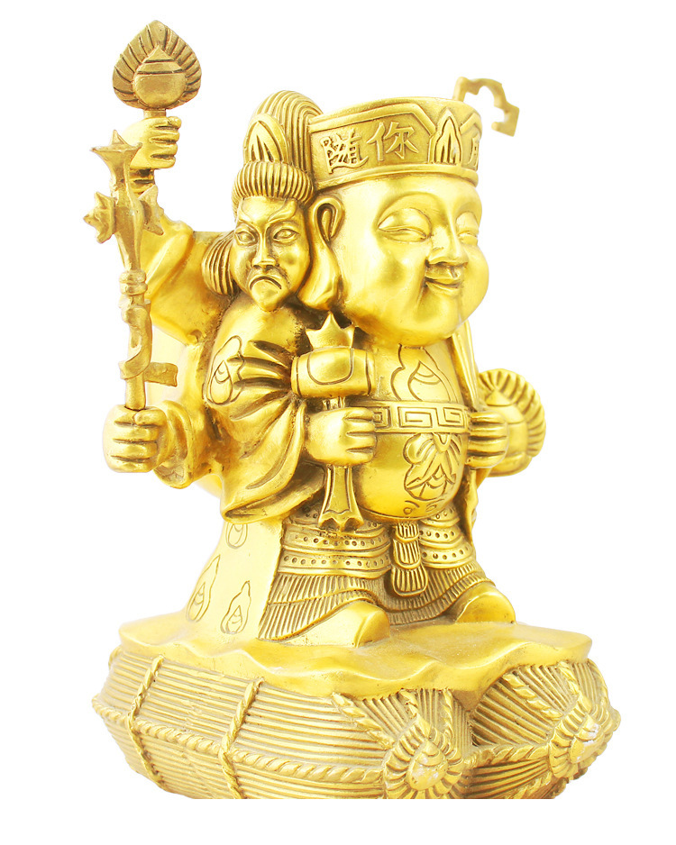 黄铜三面大黑天财神喜神三面财神精致摆件摆饰金属工艺品批发