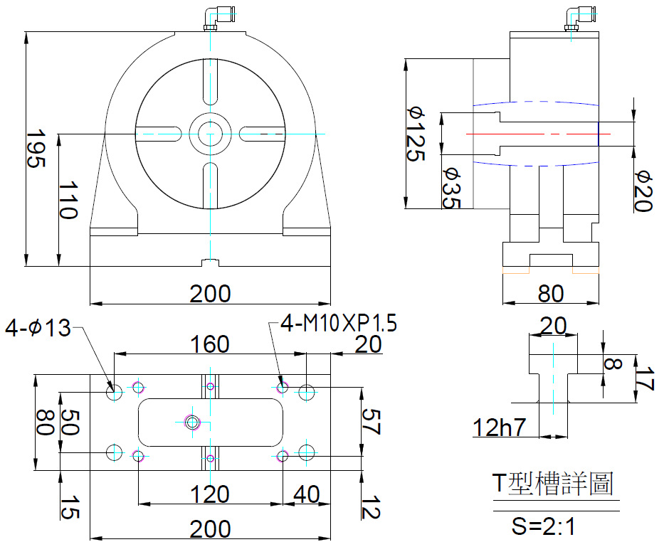 台研tkar-125第四轴圆盘式尾座 气动分度头尾座 分度盘尾座