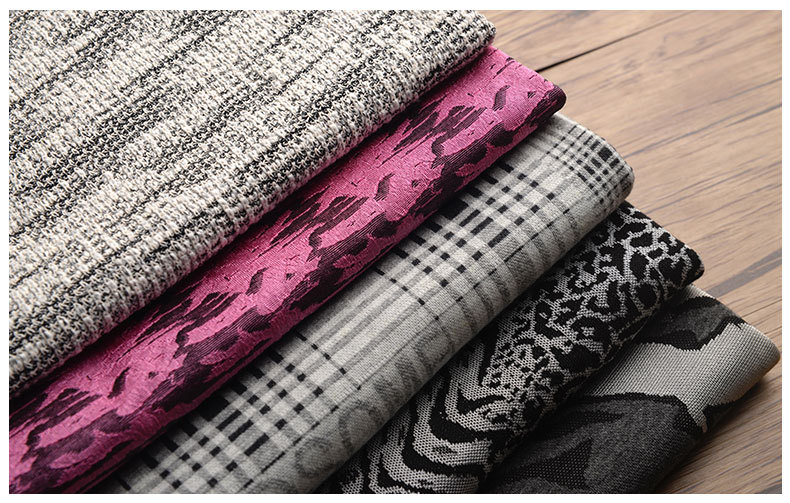 涤棉双面提花面料现代花纹几何提花布料厂家直供现货供应