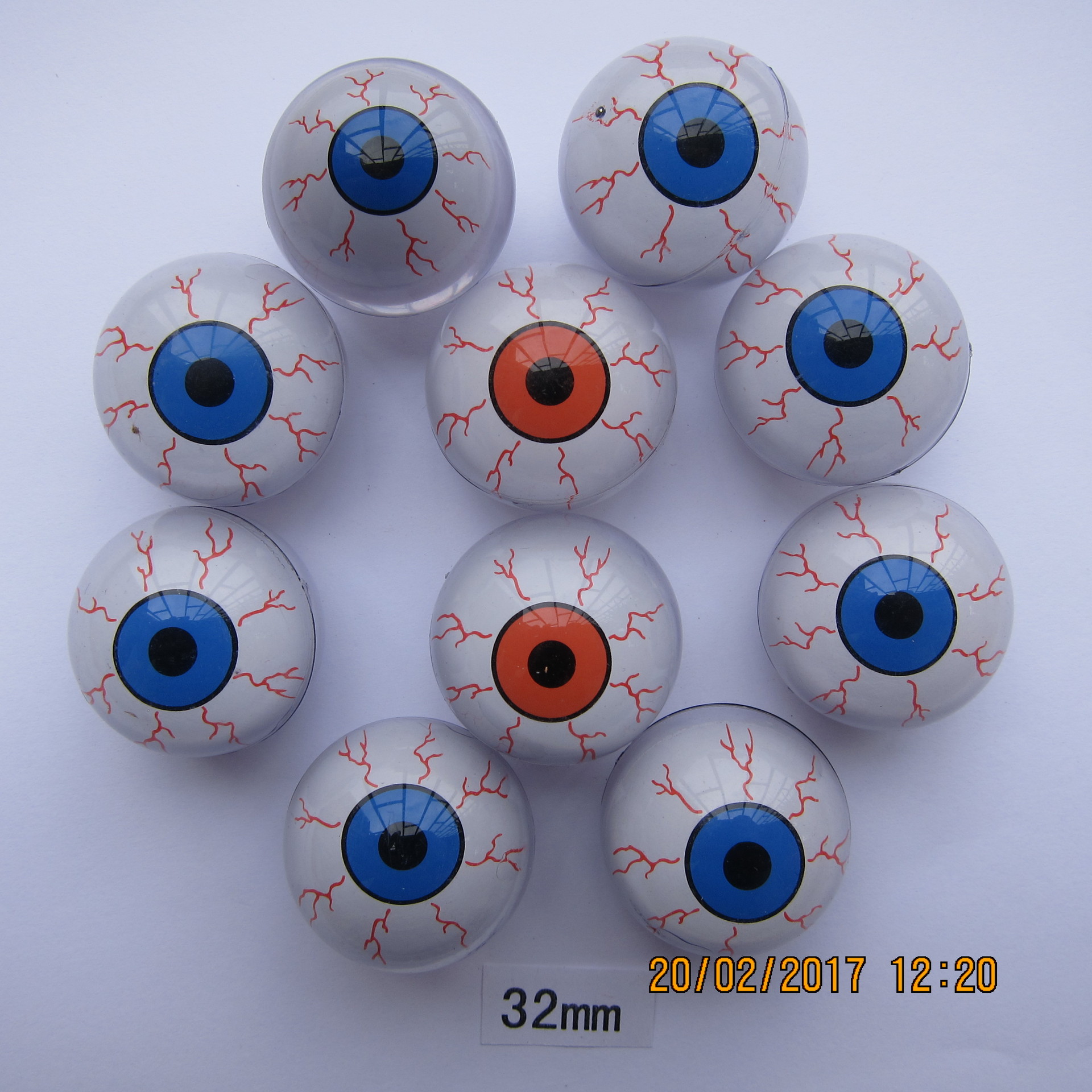 供32mm塑料眼珠万圣节整蛊眼球 定制塑胶pvc玩具玩偶公仔眼睛配件