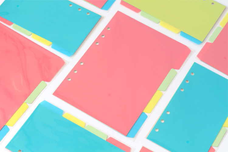 2017原创pp纯色索引页 标准6孔彩色手账分类页 a5a6活页内芯