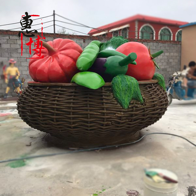 玻璃钢大菜篮子雕塑水果蔬菜雕塑仿真蔬菜摆件生态园景观农作物-阿里