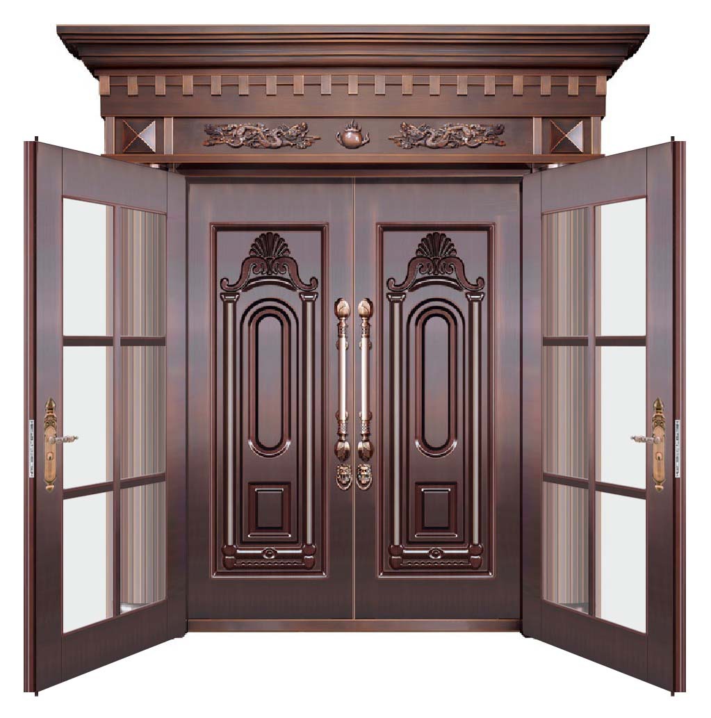 锌合金不锈钢高仿真铜门 玫瑰金甲级防盗庭院进户门 别墅大门定做