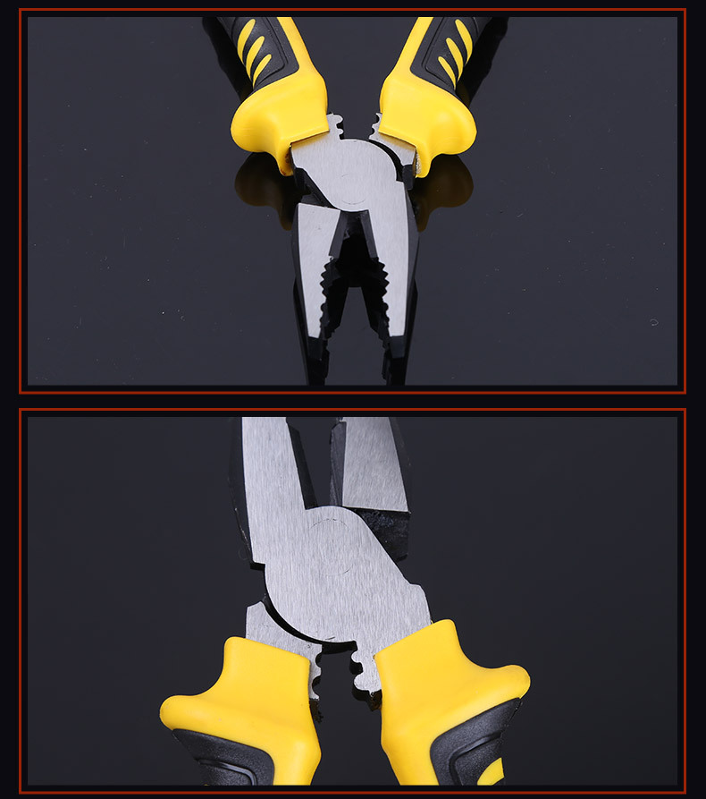 厂家直销鲁威55#钢双色套柄钳子 8寸工业级省力钢丝钳绝缘电工钳