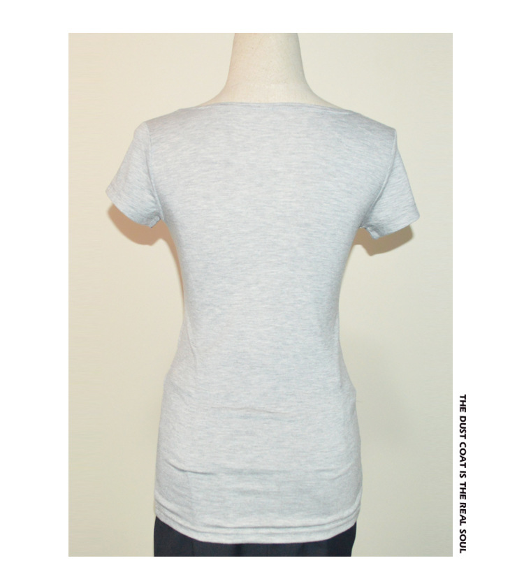 2018春夏女装打底衫u型领修身显瘦套头短袖t恤衫一件代发免费代理