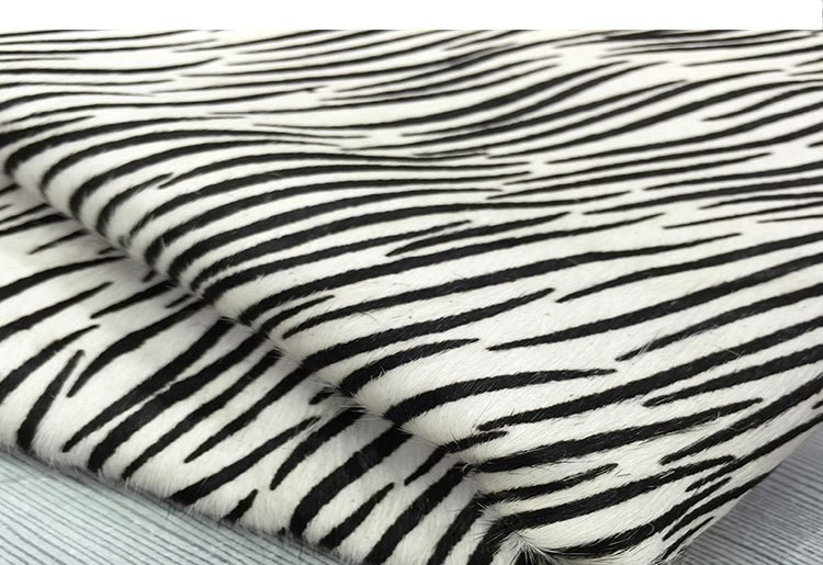 【未然海】印花皮革牛毛皮真皮马毛皮斑马皮黑白细牙签纹头层牛皮