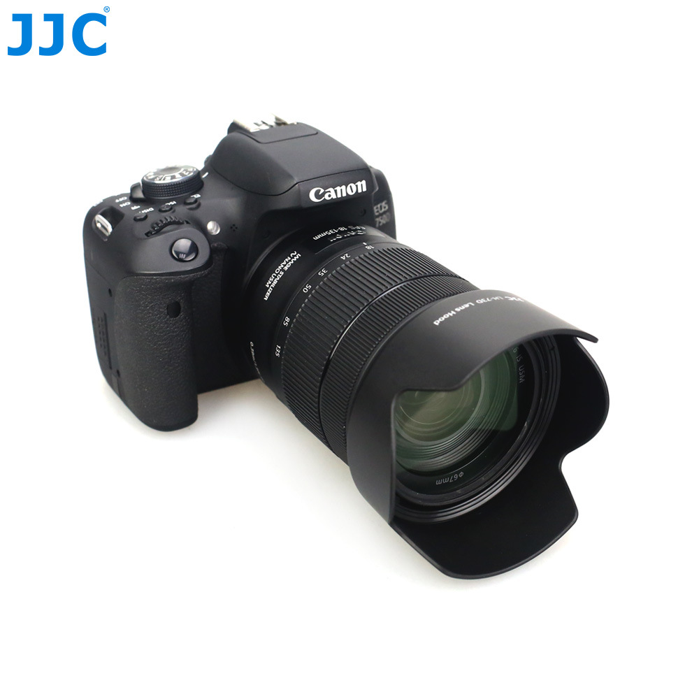 jjc遮光罩ew-73d 适用18-135mm is usm镜头相机77d 80d配件67mm