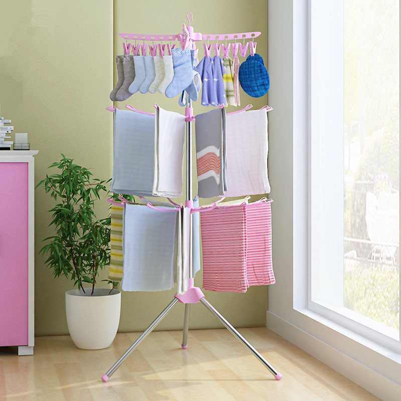 Baby Clothes Hanger Floor Folding Balcony Stainless Steel Clothes Hanger Baby Diaper Rack Children Towel Rack Clothes Hanger