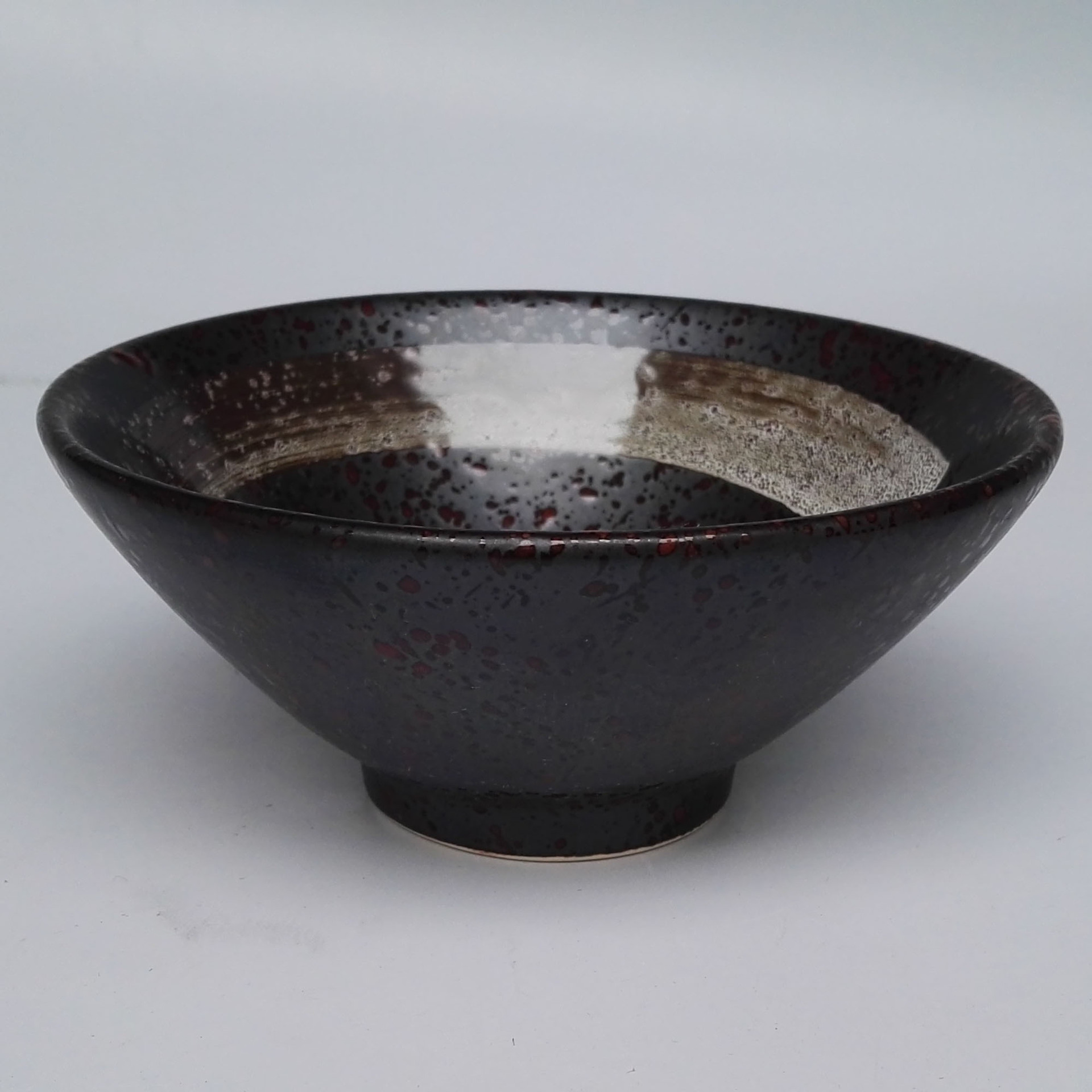 5"喇叭碗 陶瓷黑色喷红行云碗日韩式个性面碗 汤碗微波炉饭碗