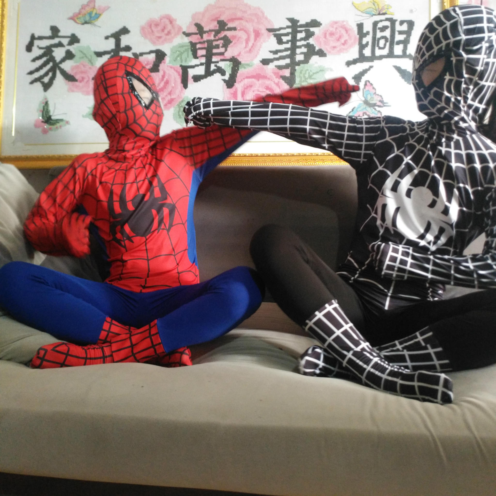 万圣节cosplay成人儿童黑色超凡蜘蛛侠全包连体紧身衣服装表演服