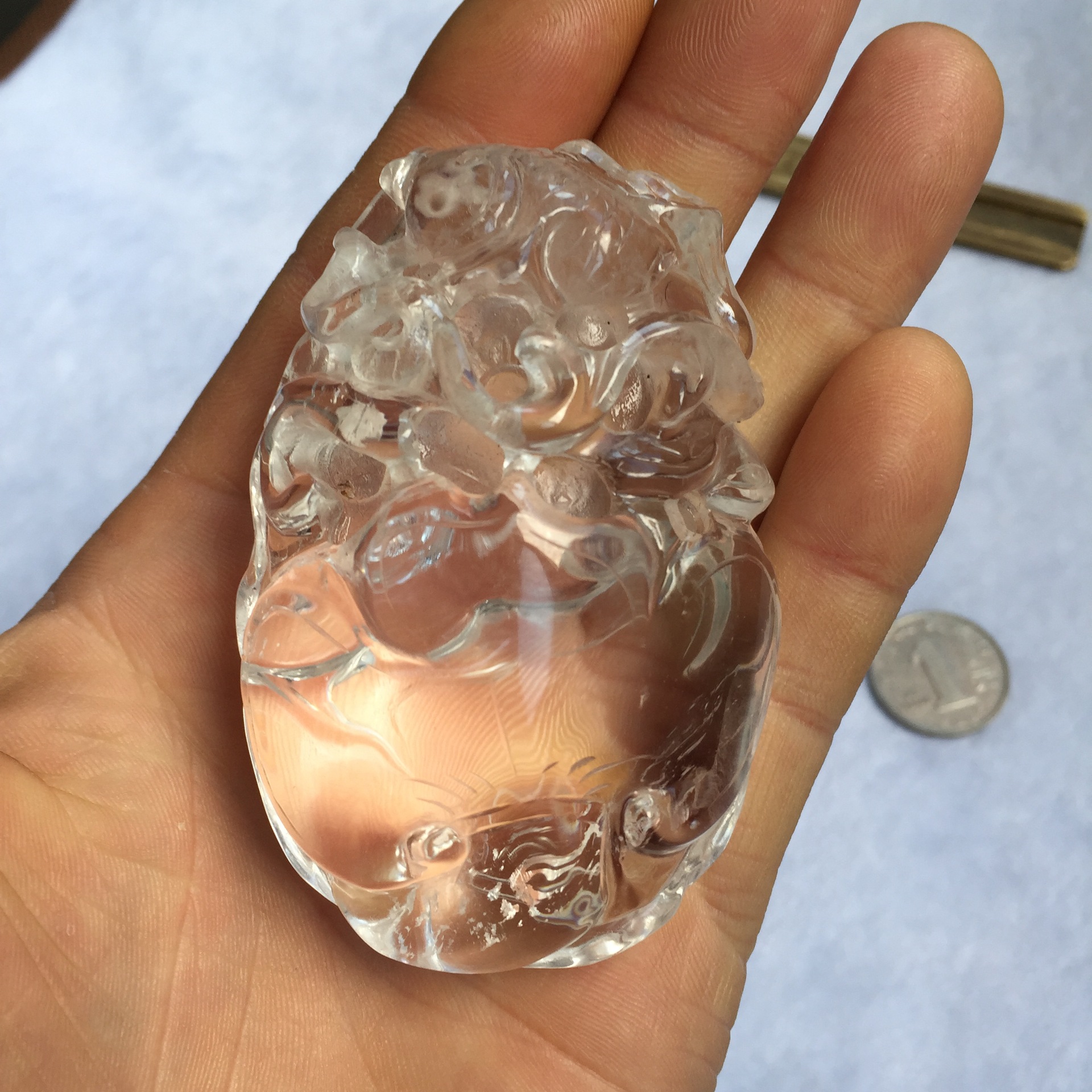 蓝菲水晶 天然白水晶雕刻件 把玩