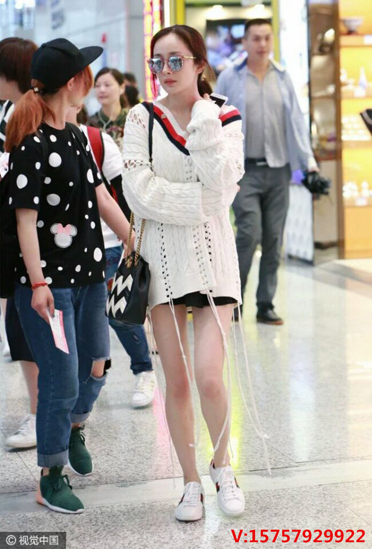 2017新款明星杨幂同款鞋系带小蜜蜂小白鞋女真皮刺绣平底休闲单鞋