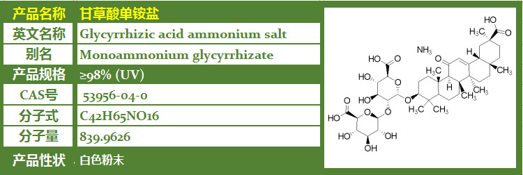 甘草酸单铵盐 glycyrrhizic acid ammonium salt