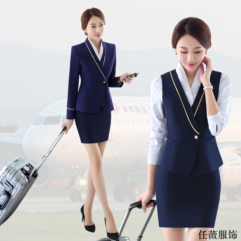 春秋职业装套装空姐服制服高铁航空ol时尚气质酒店美容师工作服女
