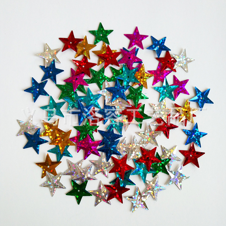 热销pvc亮片 15mm镭射五角星 星星亮片 服装辅料珠片diy立体亮片