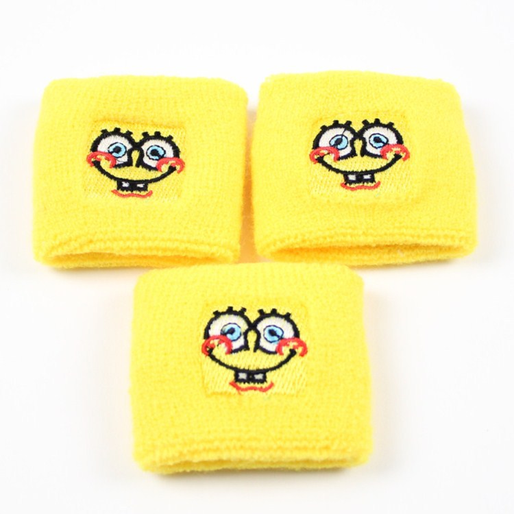 厂家供应黄色儿童毛巾护腕卡通图案晴纶材质针织护腕可定制定做