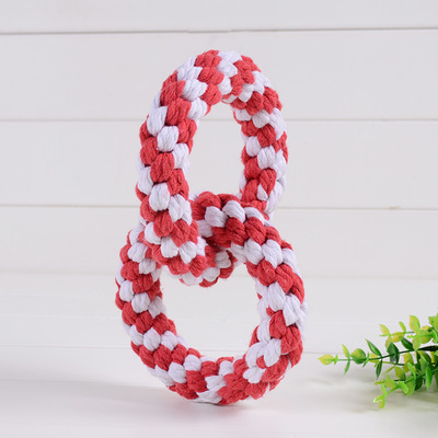 狗咬玩具批发 手工编织圆圈棉绳宠物玩具 磨牙互动玩具