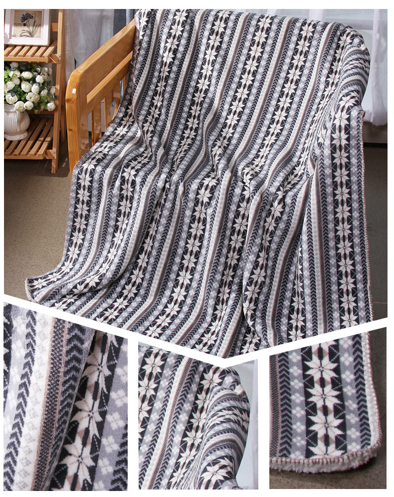 【新品】珊瑚绒 舒棉绒复合毛毯 加厚保暖三角针锁边毯