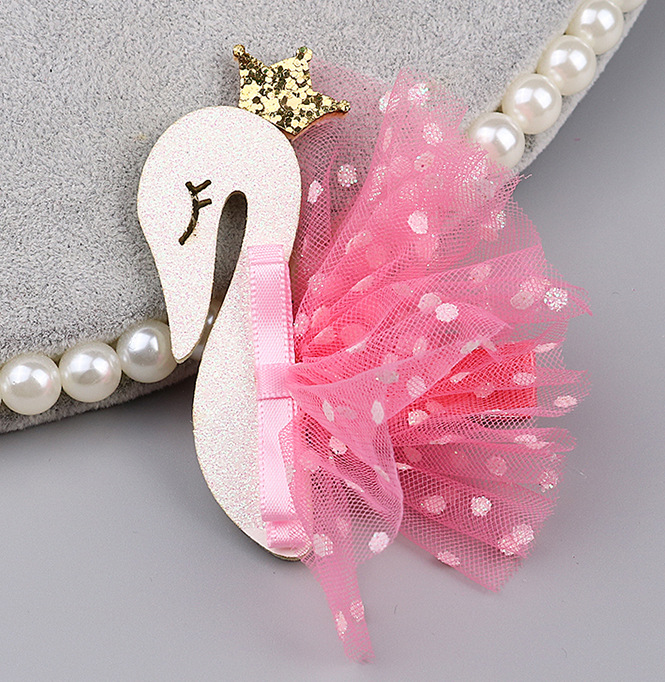 儿童发饰头饰韩版网纱皇冠小天鹅发卡可爱女孩夹子公主发夹边夹