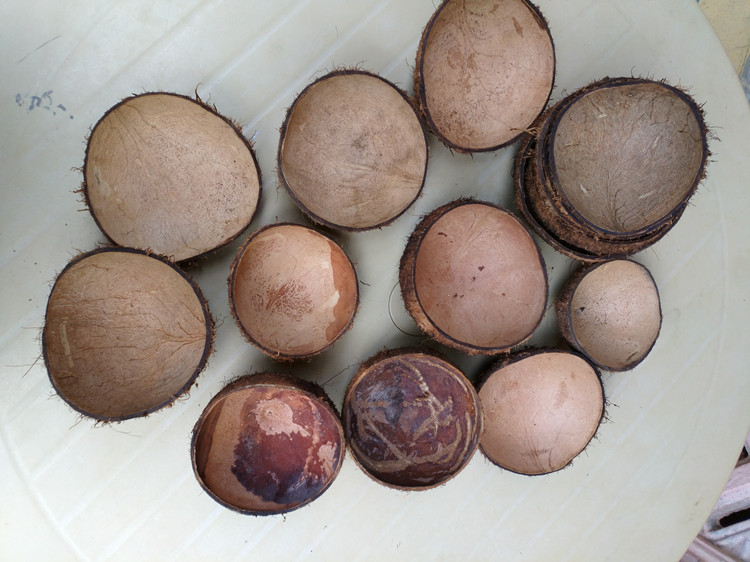 厂家批发椰子壳 纯天然手工带毛半边椰壳圆形椰片原料 量大价优