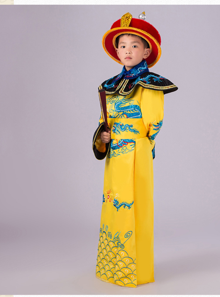 儿童古装男唐朝太子汉朝皇帝皇上表演服装龙袍汉服陛下大王演出服