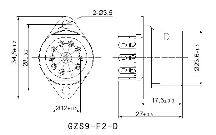 九脚电子管管座gzs9-f2-d九脚管座胶木管座铝屏蔽罩镀锡麟铜脚.