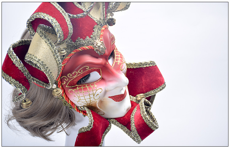 外贸定做 万圣节高档威尼斯面具 火焰10角脸谱面具 恐怖狂欢派对