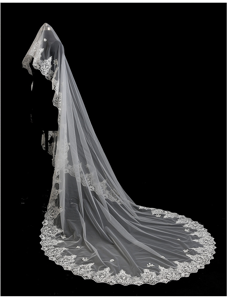 厂家批发新款新娘结婚礼服用蕾丝头纱 精致单层礼服头纱