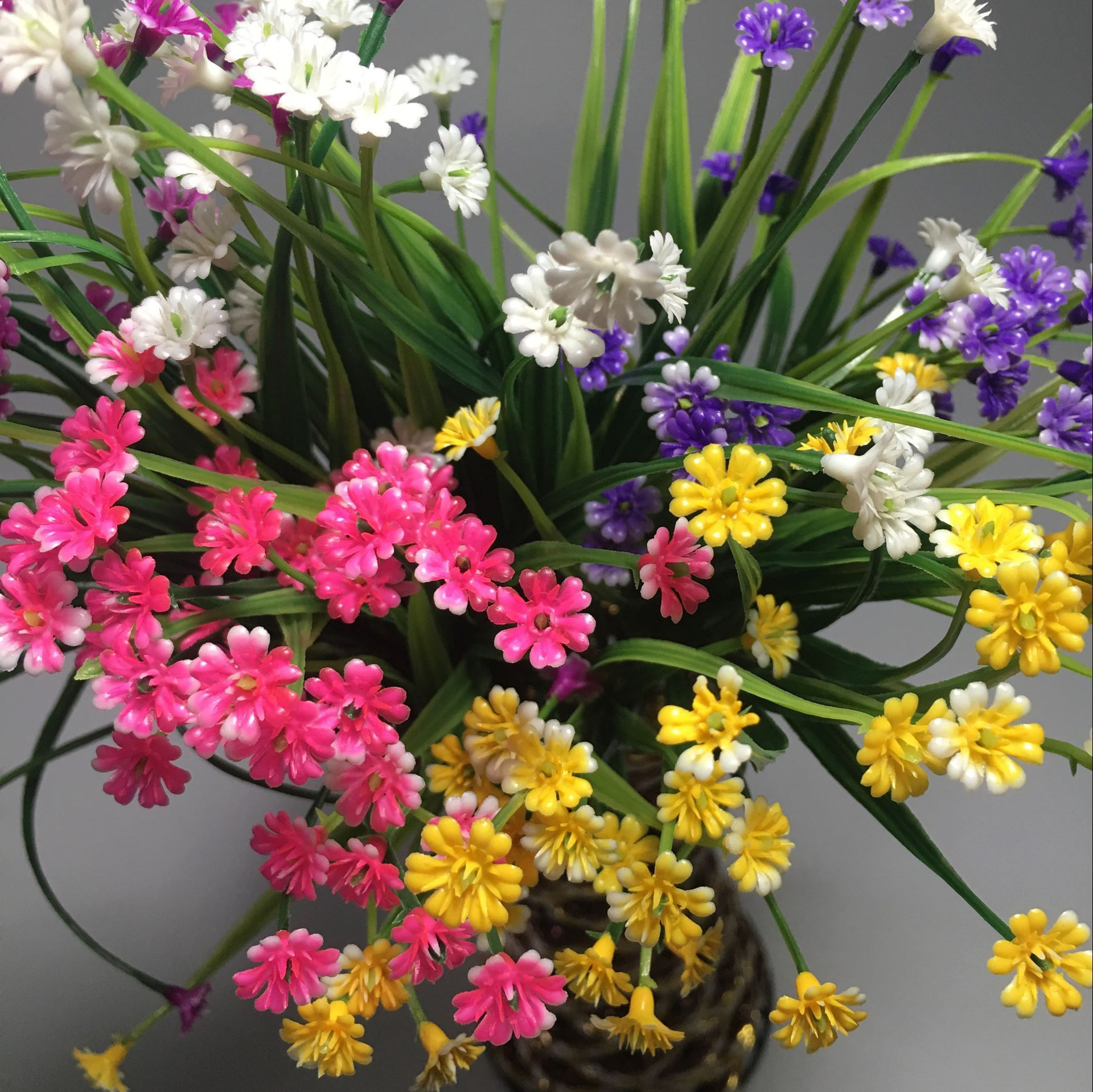 厂家直销仿真花塑料花插花配草 七叉水草满天星兰花叶春草叶批发