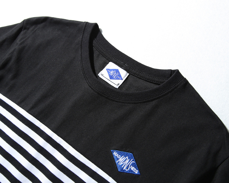 条纹拼色t恤潮牌mdns纯棉圆领t恤男士