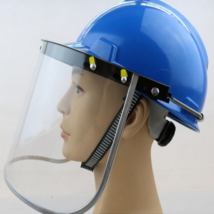 防飞溅头戴式面罩 配帽式半封闭有机玻璃防护面罩 pvc面屏