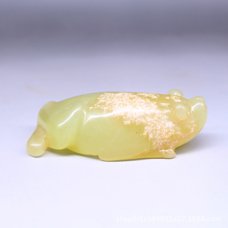 高古玉老玉岫玉玉蟾蜍把件仿古岫玉金蟾摆件把玩玉器岫玉佩吊坠