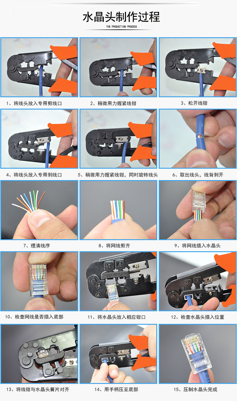 华丰巨箭接线网线钳子压水晶头压线钳家用多功能网络钳端线钳