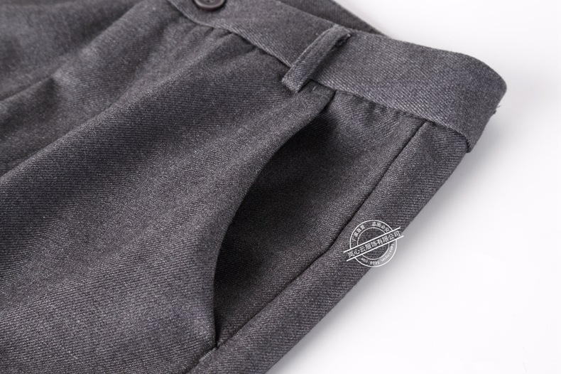 春夏装韩版新款毛料修身女式百搭长裤 黑色大码显瘦西装耳仔裤子