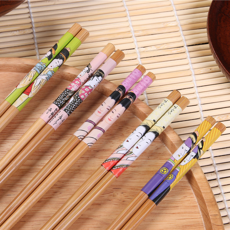 大量批发印花竹制筷子 四大美女图案发叉盘发好帮手 厂家直销